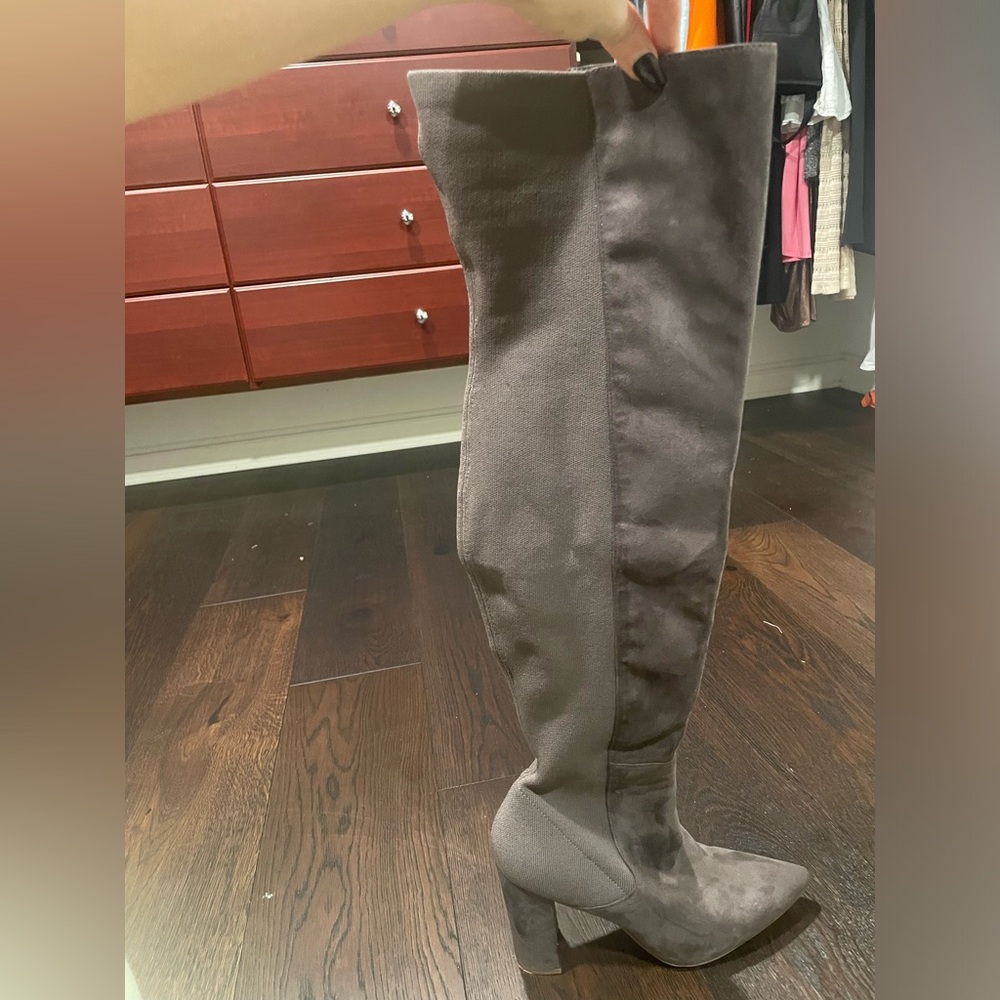 Suede and sock boot grey color